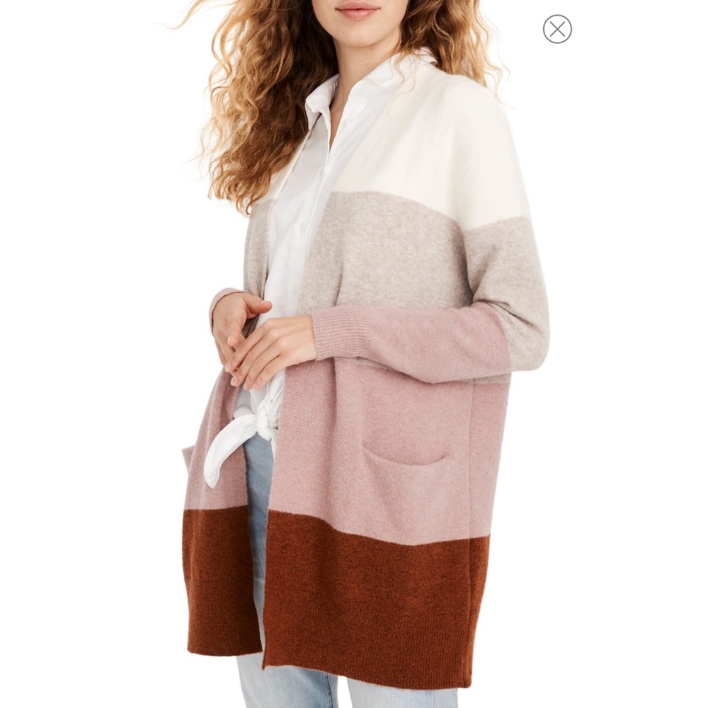 Madewell Ryder Strip Cardigan In Antique Cream